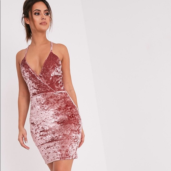 PrettyLittleThing Dresses & Skirts - Pretty Little Thing Crushed Velvet Mini Dress